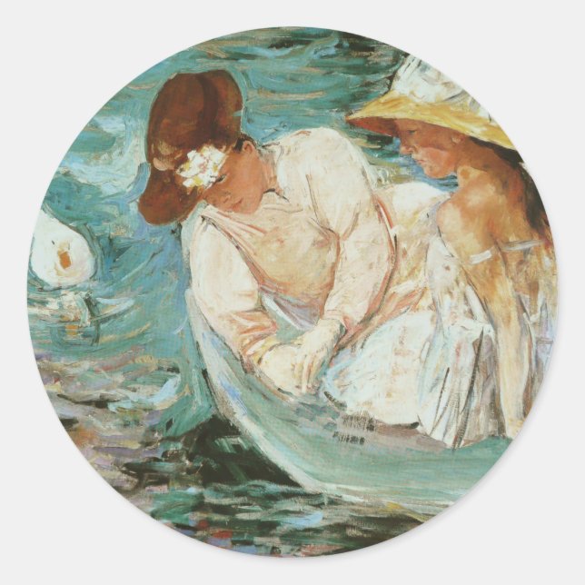 Pegatina Redonda Tiempo de verano | Mary Cassatt (Anverso)