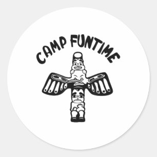Pegatina Redonda Tiempo del campamento, regalo, Punk, rock, retro,