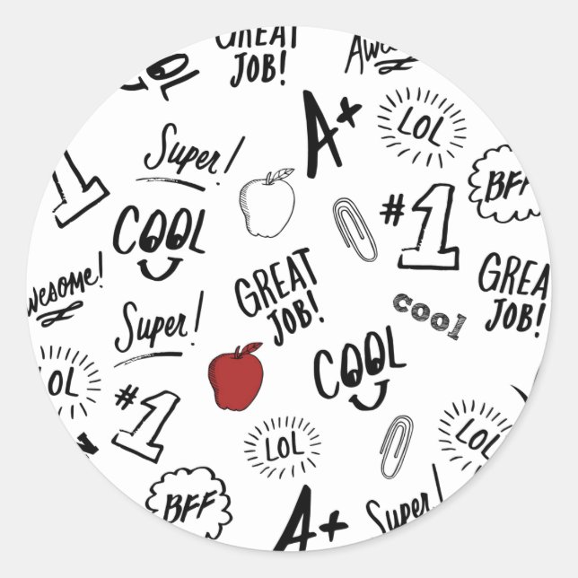 Pegatina Redonda Tiempo escolar (Anverso)