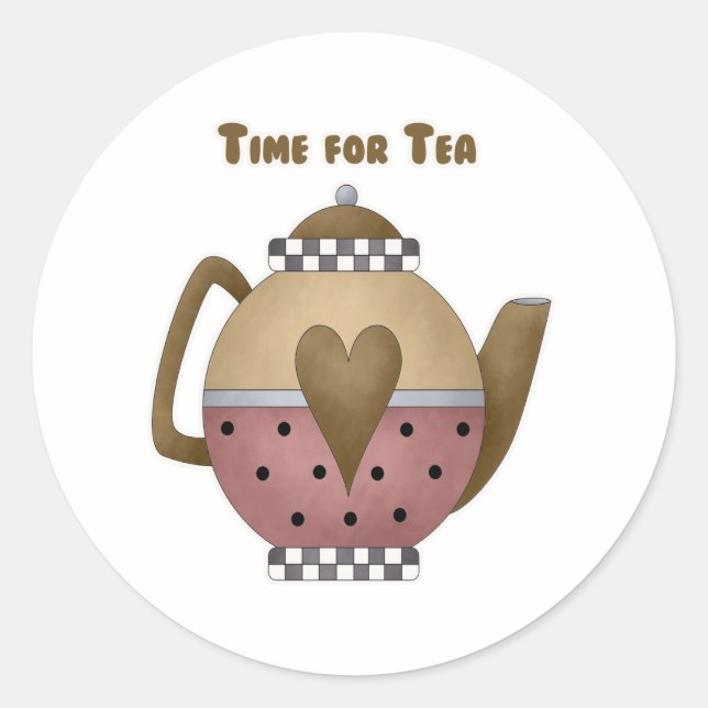 Pegatina Redonda Tiempo para el té (Anverso)