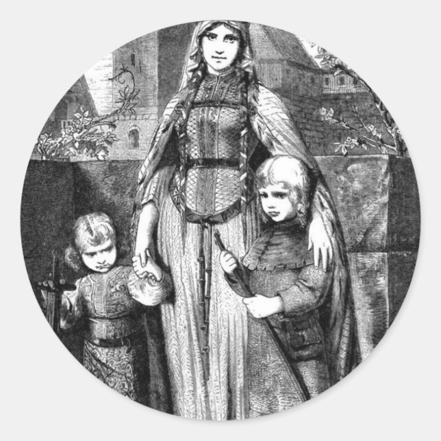 Pegatina Redonda Tiempos medievales (Anverso)