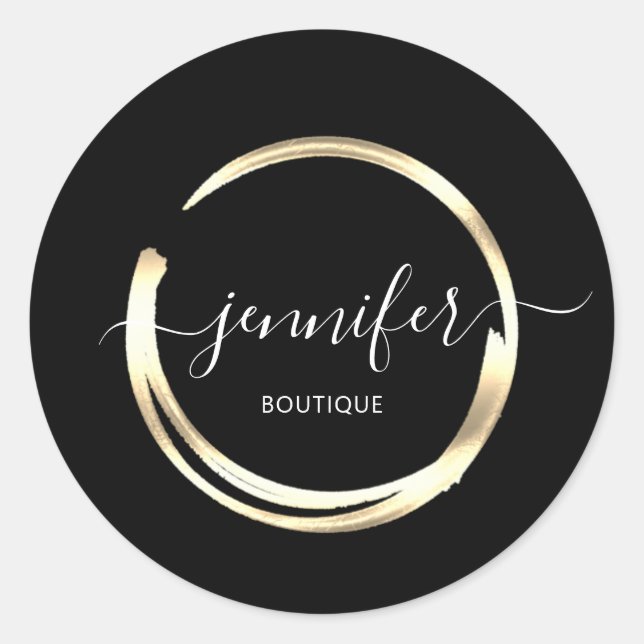 Pegatina Redonda Tienda de Boutique Profesional Black Gold Circle (Anverso)