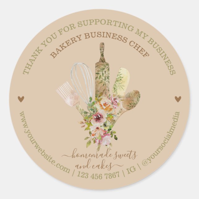 Pegatina Redonda Tienda de comidas Cream Servicio de comida para pa (Anverso)