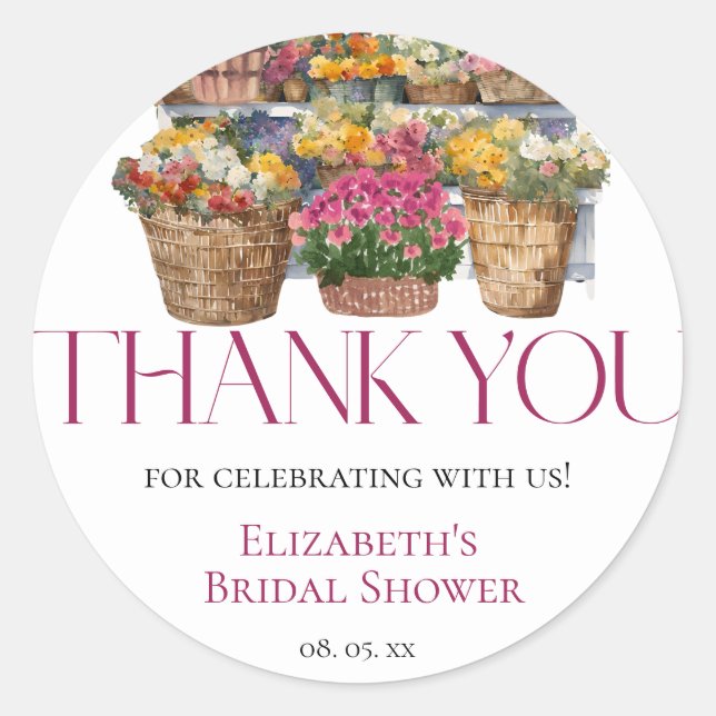 Pegatina Redonda Tienda de Flores Ella Está Fuera del Mercado Graci (Anverso)