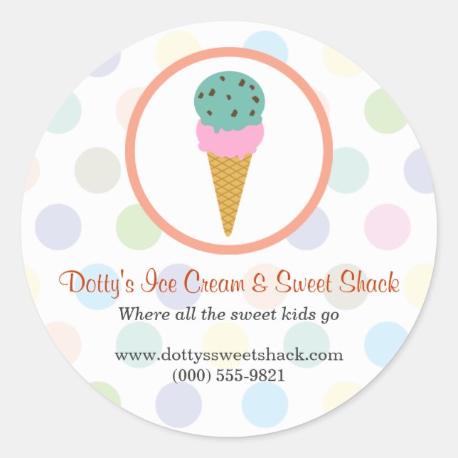 Pegatina Redonda Tienda de helados (Anverso)