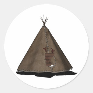 Pegatina Redonda tienda de los indios norteamericanos del nativo