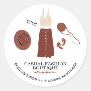 Pegatina Redonda Tienda de moda boho hipster ropa