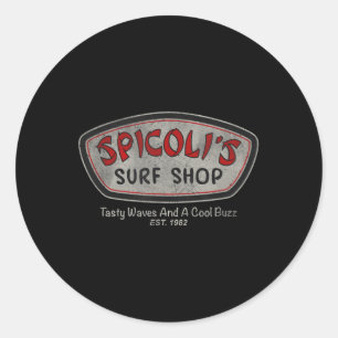 Pegatina Redonda Tienda de surf Retro Vintage Spicolis Olas Delicio