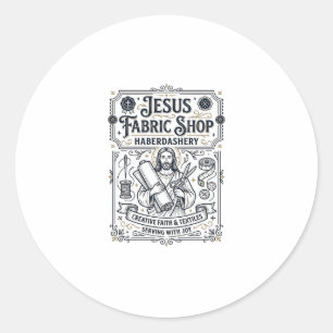Pegatina Redonda Tienda de telas de Jesús Mercería Tienda de telas