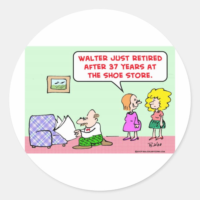 Pegatina Redonda tienda de zapatos retirados (Anverso)