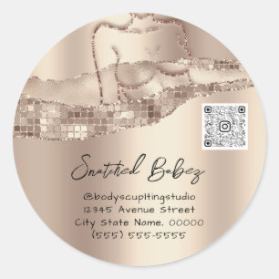 Pegatina Redonda Tienda en línea QR con el logotipo de cosméticos d