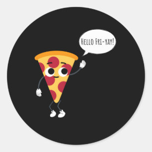 Pegatina Redonda Tienda Pizza Friday