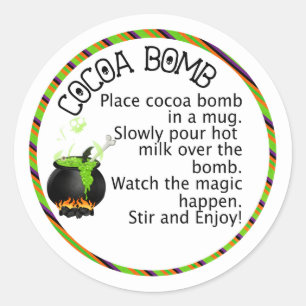PEGATINA REDONDA TIENE DENOMINADAS CAULDRON HALLOWEEN