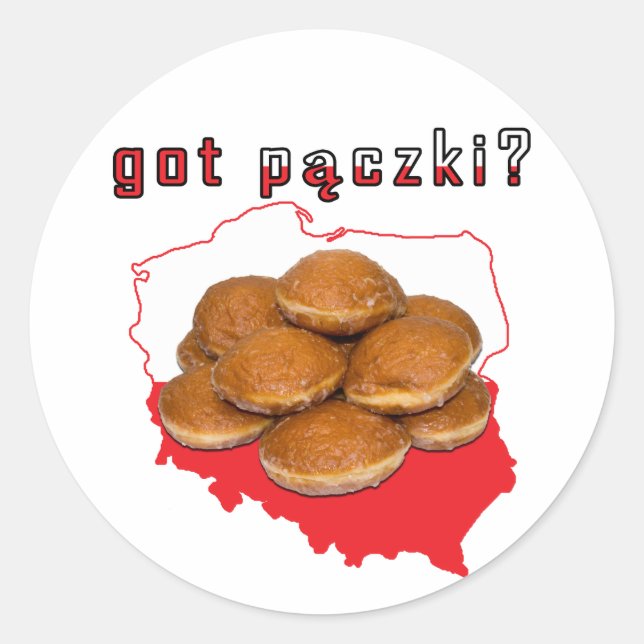 Pegatina Redonda ¿tiene paczki? Mapa polaco (Anverso)