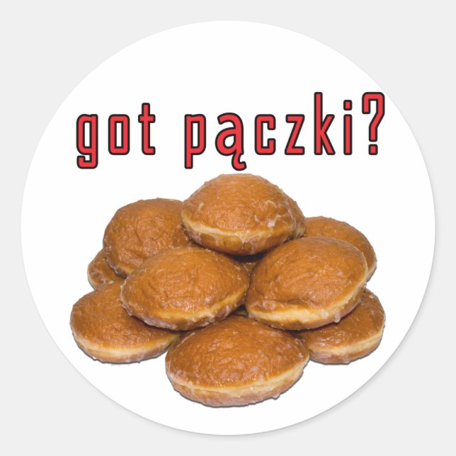 Pegatina Redonda ¿tiene paczki? Postre polaco (Anverso)