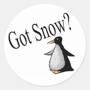 Pegatina Redonda ¿Tienes nieve? (Pingüino)