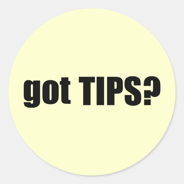 Pegatina Redonda ¿Tienes TIPS? (Anverso)