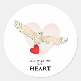 Pegatina Redonda Tienes tus garras en mi corazón búho