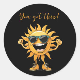 Pegatina Redonda Tienes un sol divertido con gafas de sol