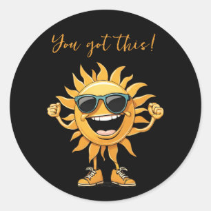 Pegatina Redonda Tienes un sol divertido con gafas de sol