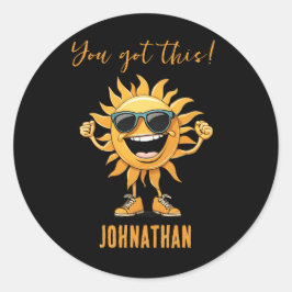 Pegatina Redonda Tienes un sol divertido con gafas de sol