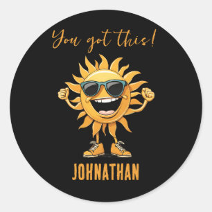 Pegatina Redonda Tienes un sol divertido con gafas de sol