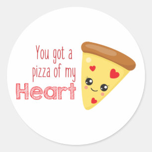 Pegatina Redonda Tienes una pizza de mi corazón Kawaii Pizza Pun
