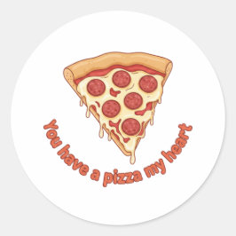 Pegatina Redonda Tienes una pizza mi corazón divertido día de San V