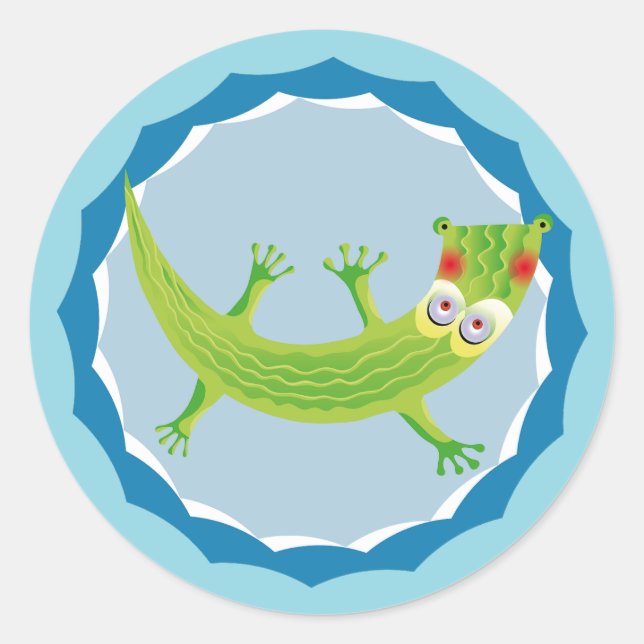 Pegatina Redonda Tierno cocodrilo (Anverso)