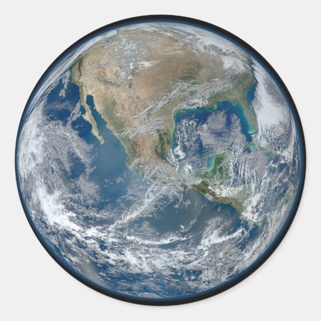 Pegatina Redonda Tierra azul (Anverso)