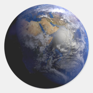 Pegatina Redonda Tierra Azul desde el espacio Inspirador