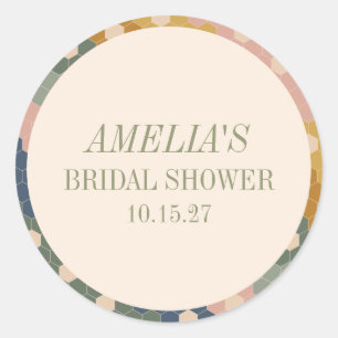 Pegatina Redonda Tierra Boho Chic Vintage Boda Personalizada Duche 