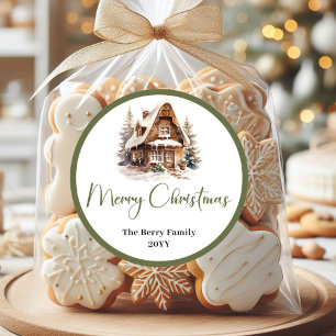 Pegatina Redonda Tierra Chic Tono Navidad Personalizado Stick Redon