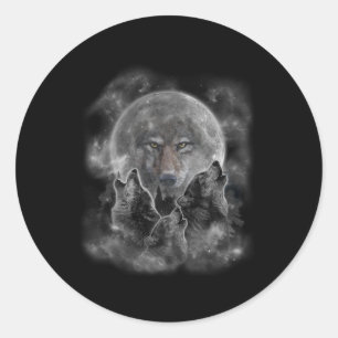 Pegatina Redonda Tierra de caza de lobos grises