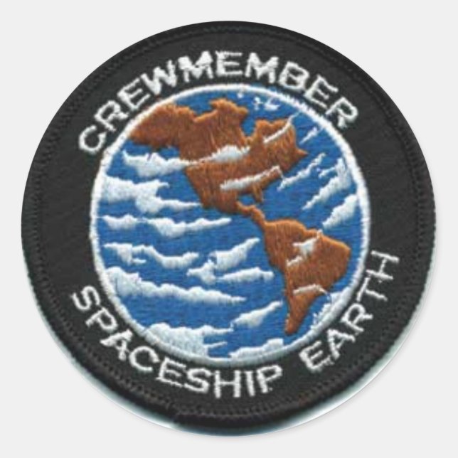 Pegatina Redonda Tierra de la nave espacial tripulada (Anverso)