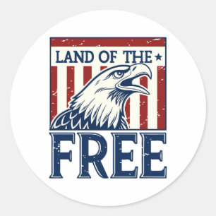 Pegatina Redonda Tierra de libre - Gráfico de águila de los Estados