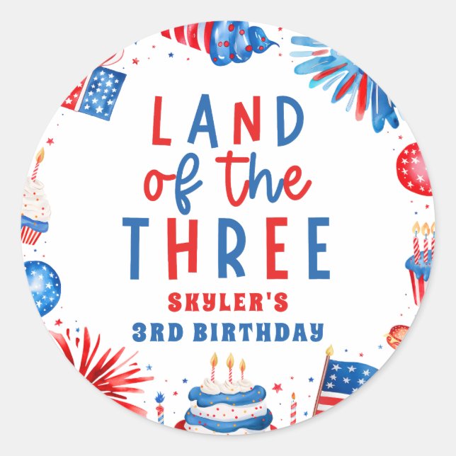 Pegatina Redonda Tierra de los Tres Fiestas del 3 de julio (Anverso)