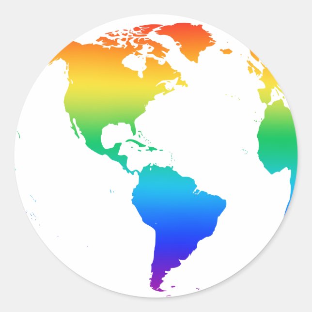 Pegatina Redonda Tierra del planeta de color arcoiris (Anverso)