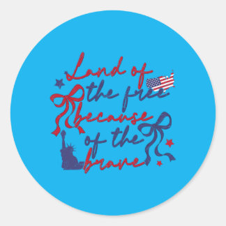Pegatina Redonda Tierra Del Porqué Del Patriótico 4 De Julio Valien