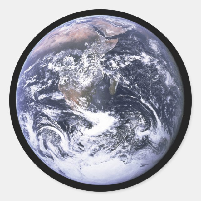 Pegatina Redonda Tierra desde Apolo 17 (Anverso)