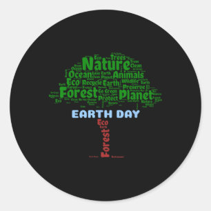 Pegatina Redonda Tierra Día de la Naturaleza Reciclar planeta Ir Ec