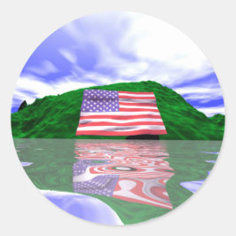 Pegatina Redonda Tierra en el Día de la Independencia