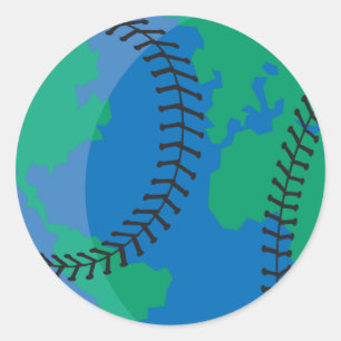 Pegatina Redonda tierra globo béisbol mundial