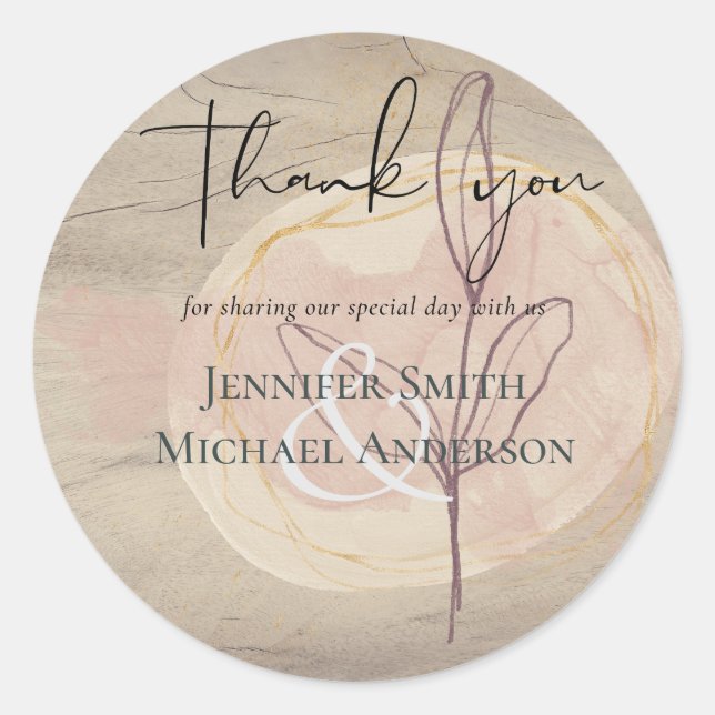 Pegatina Redonda Tierra Natural Rústica Hojas de bosques (Anverso)