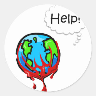 Pegatina Redonda Tierra sangrante 2