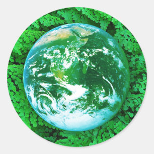 Pegatina Redonda Tierra verde - conciencia ecológica