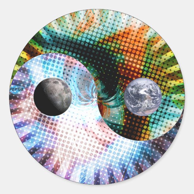 Pegatina Redonda Tierra Y Espacio (Anverso)