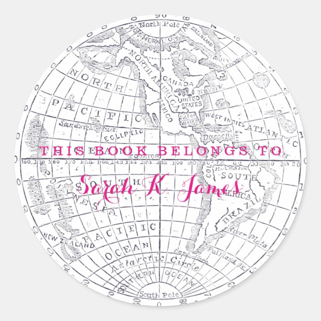 Pegatina Redonda Tierras del hemisferio occidental, PLACA DE RESERV (Anverso)