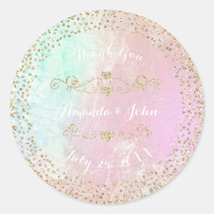 Pegatina Redonda Tiffany oro rosa rosa de Pearly Save the Date Grac
