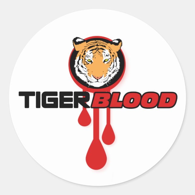 Pegatina Redonda Tiger Blood Round Sticker (Anverso)